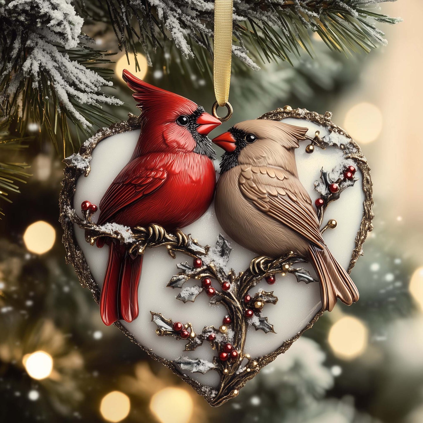 Heart Pair Christmas Mica Ornament GFSPQM116