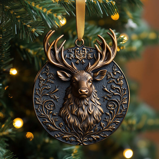 Bronze Stag Christmas Mica Ornament GFSPQM11