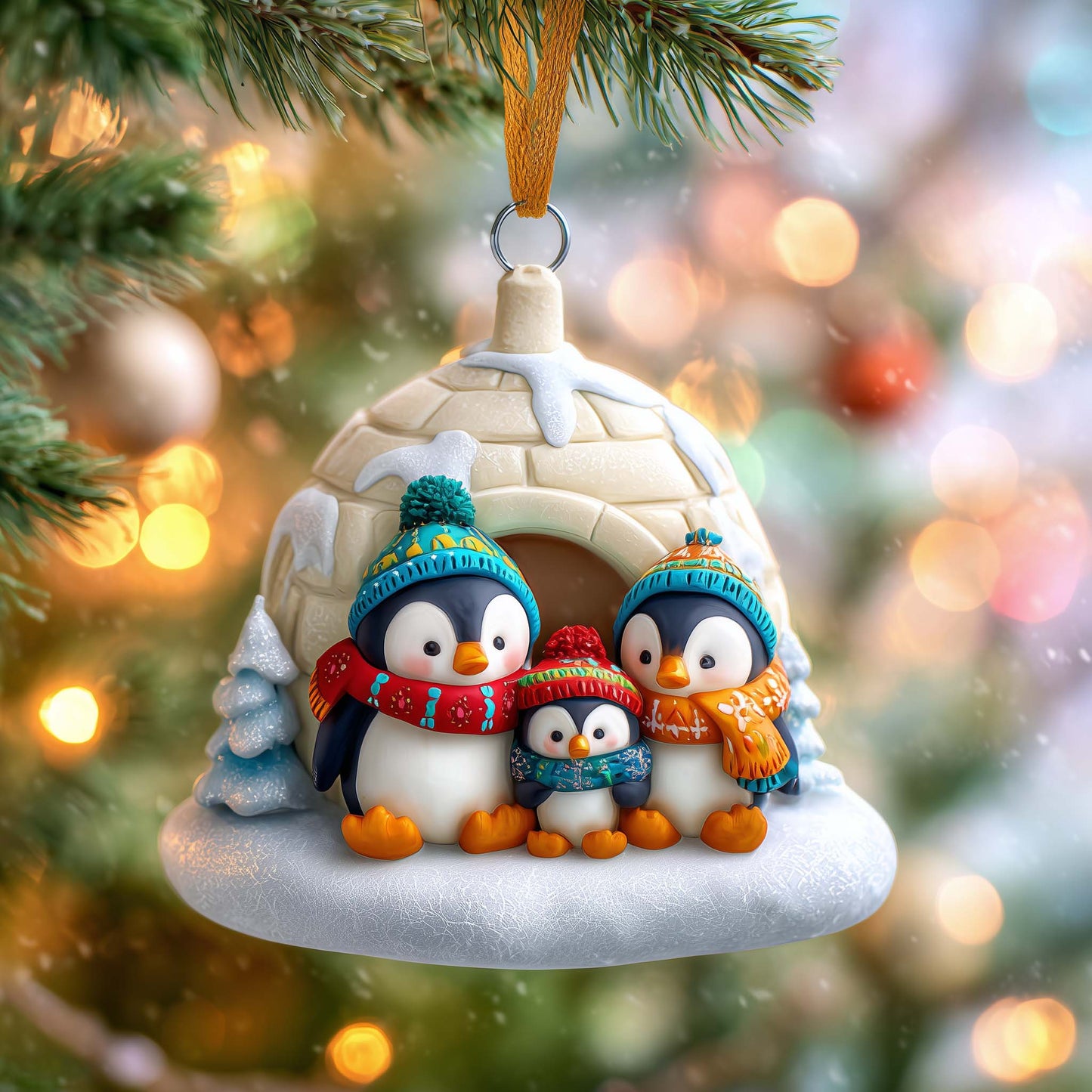 Penguin Igloo Christmas Mica Ornament GFSPQM120