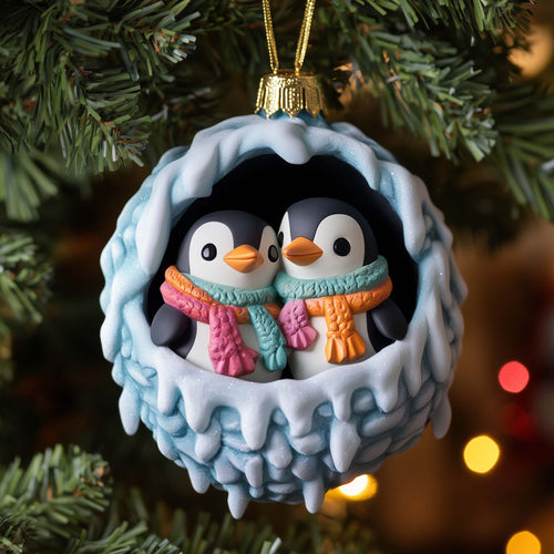 Penguin Pair Christmas Mica Ornament GFSPQM122