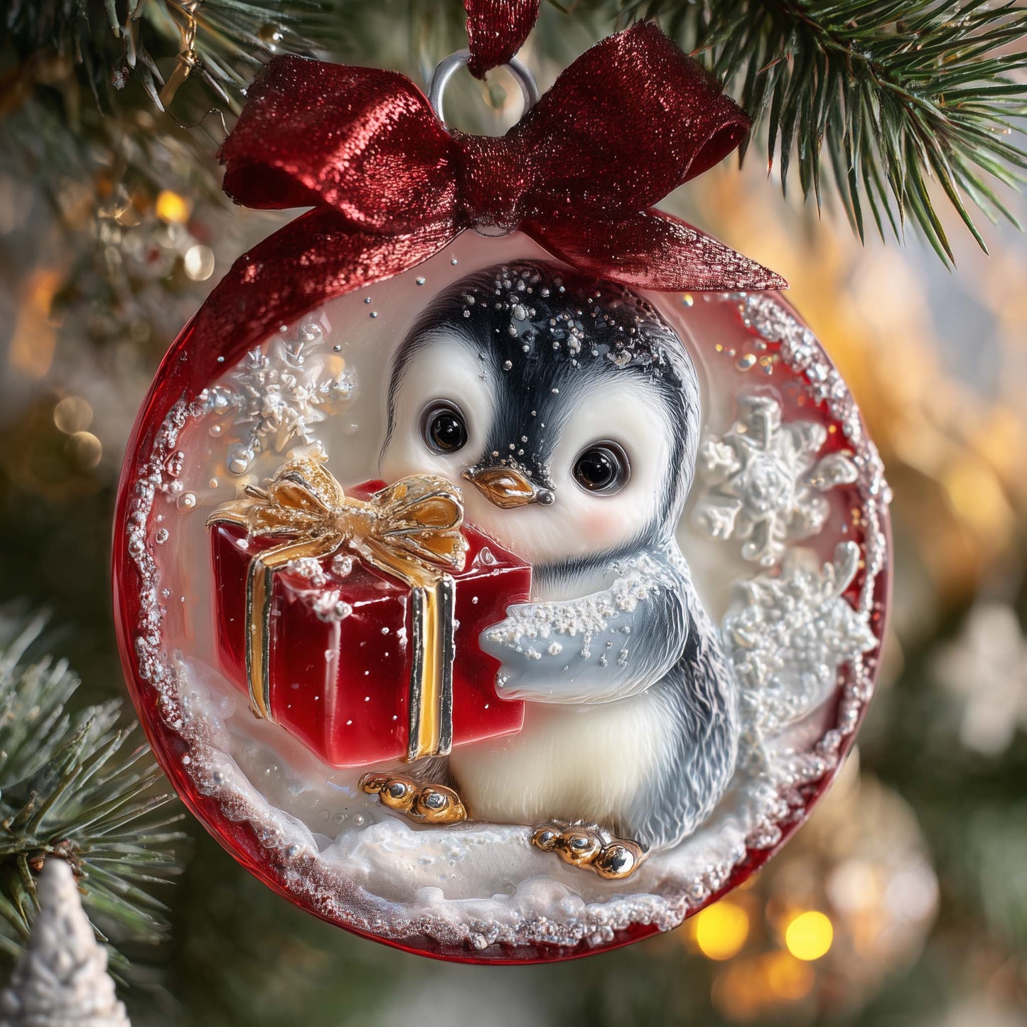 Penguin Gift Christmas Mica Ornament GFSPQM124