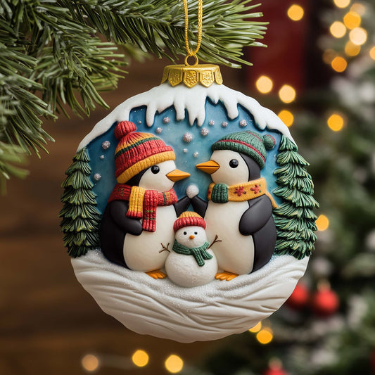 Penguin Family Christmas Mica Ornament GFSPQM125