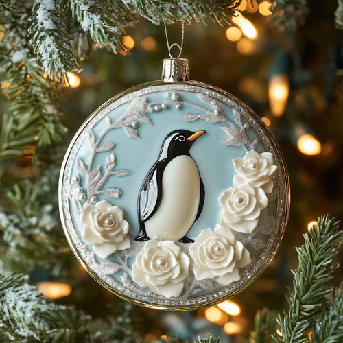 Rose Penguin Christmas Mica Ornament GFSPQM128