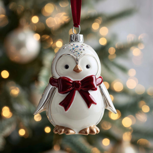 Bow Penguin Christmas Mica Ornament GFSPQM131