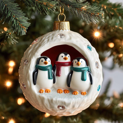 Penguin Trio Christmas Mica Ornament GFSPQM133