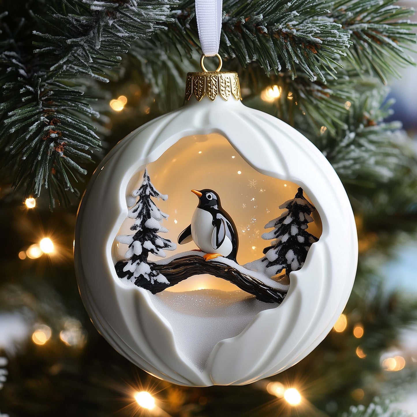 Perched Penguin Christmas Mica Ornament GFSPQM134