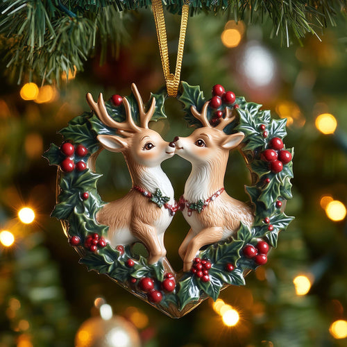 Kissing Reindeer Christmas Mica Ornament GFSPQM14