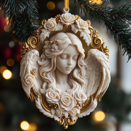 Rose Angel Christmas Mica Ornament GFSPQM140