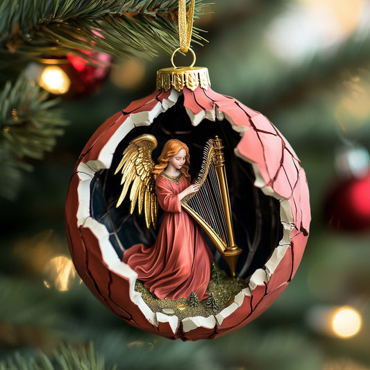 Harpist Angel Christmas Mica Ornament GFSPQM144