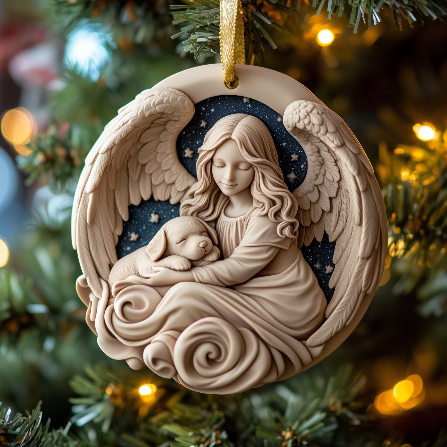Puppy Angel Christmas Mica Ornament GFSPQM147