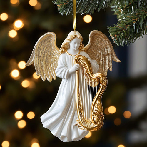 Golden Harpist Christmas Mica Ornament GFSPQM151