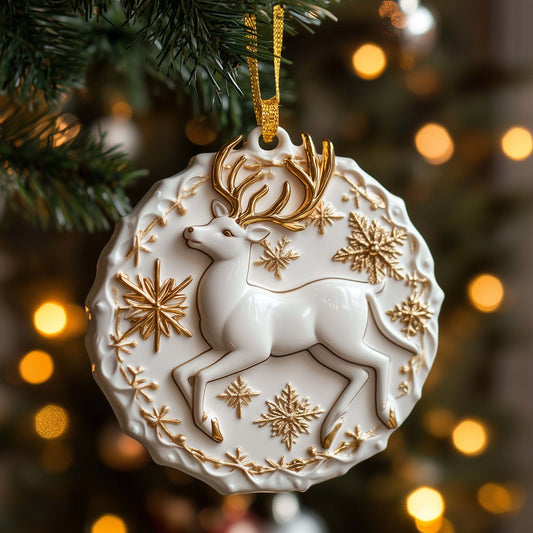 Golden Reindeer Christmas Mica Ornament GFSPQM16