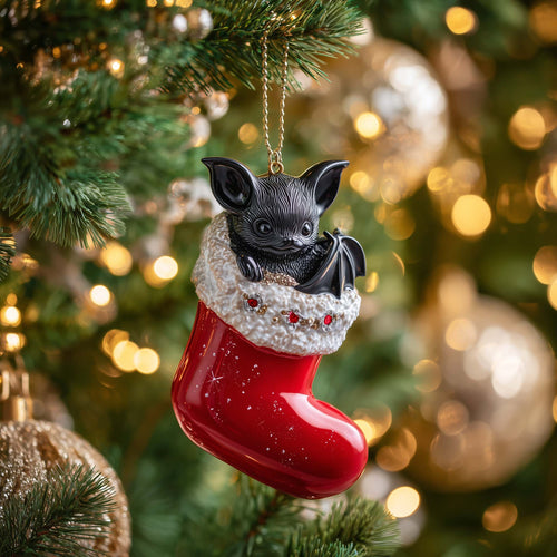 Stocking Bat Christmas Mica Ornament GFSPQM167