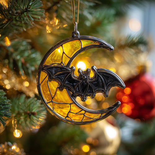 Moon Bat Christmas Mica Ornament GFSPQM175