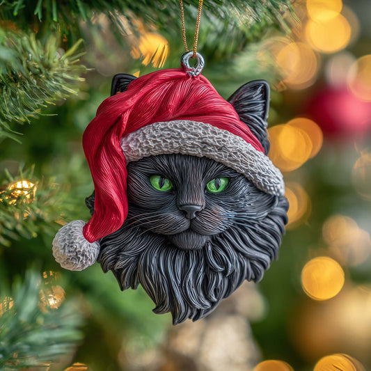 Santa Cat Christmas Mica Ornament GFSPQM178