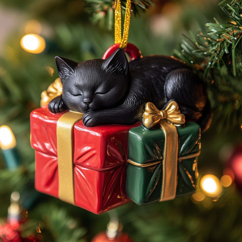 Gift Cat Christmas Mica Ornament GFSPQM179
