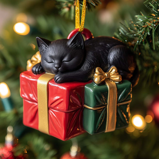 Gift Cat Christmas Mica Ornament GFSPQM179
