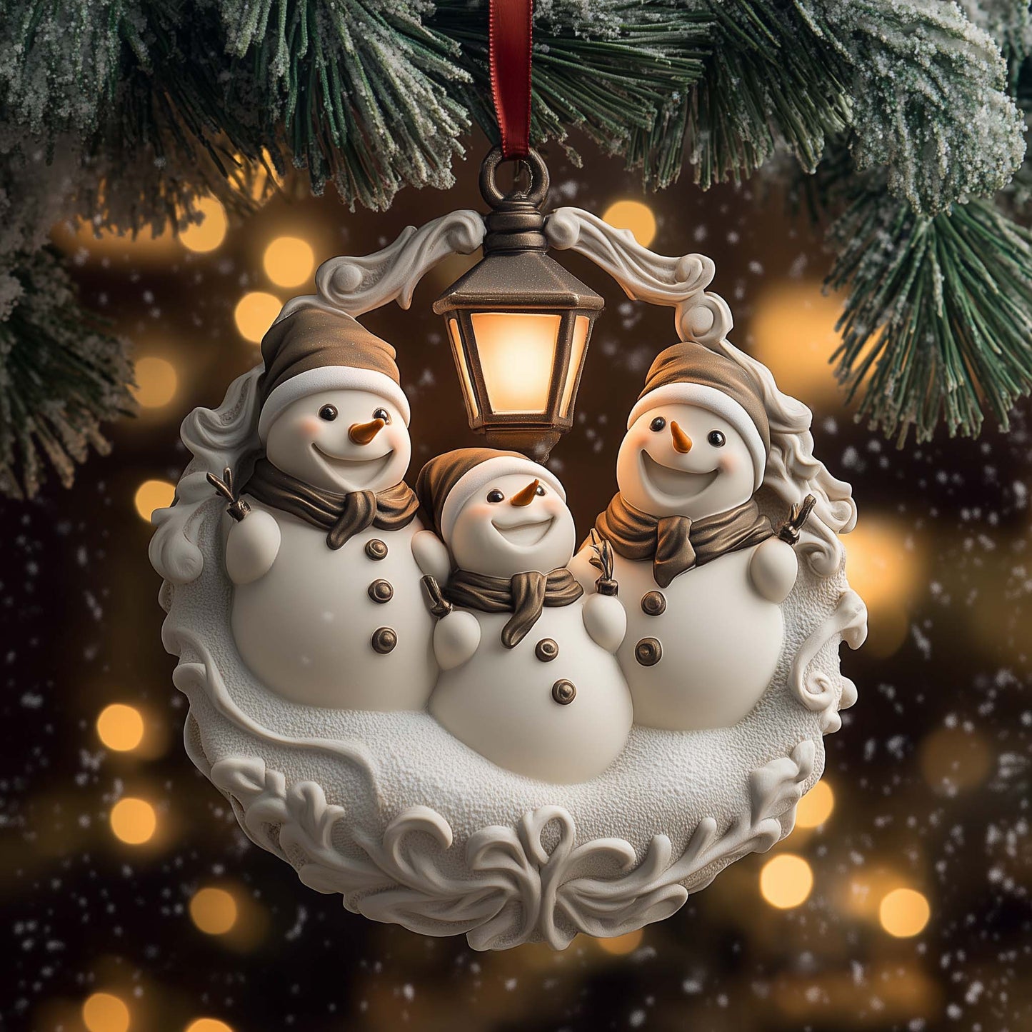 Caroling Snowmen Christmas Mica Ornament GFSPQM18