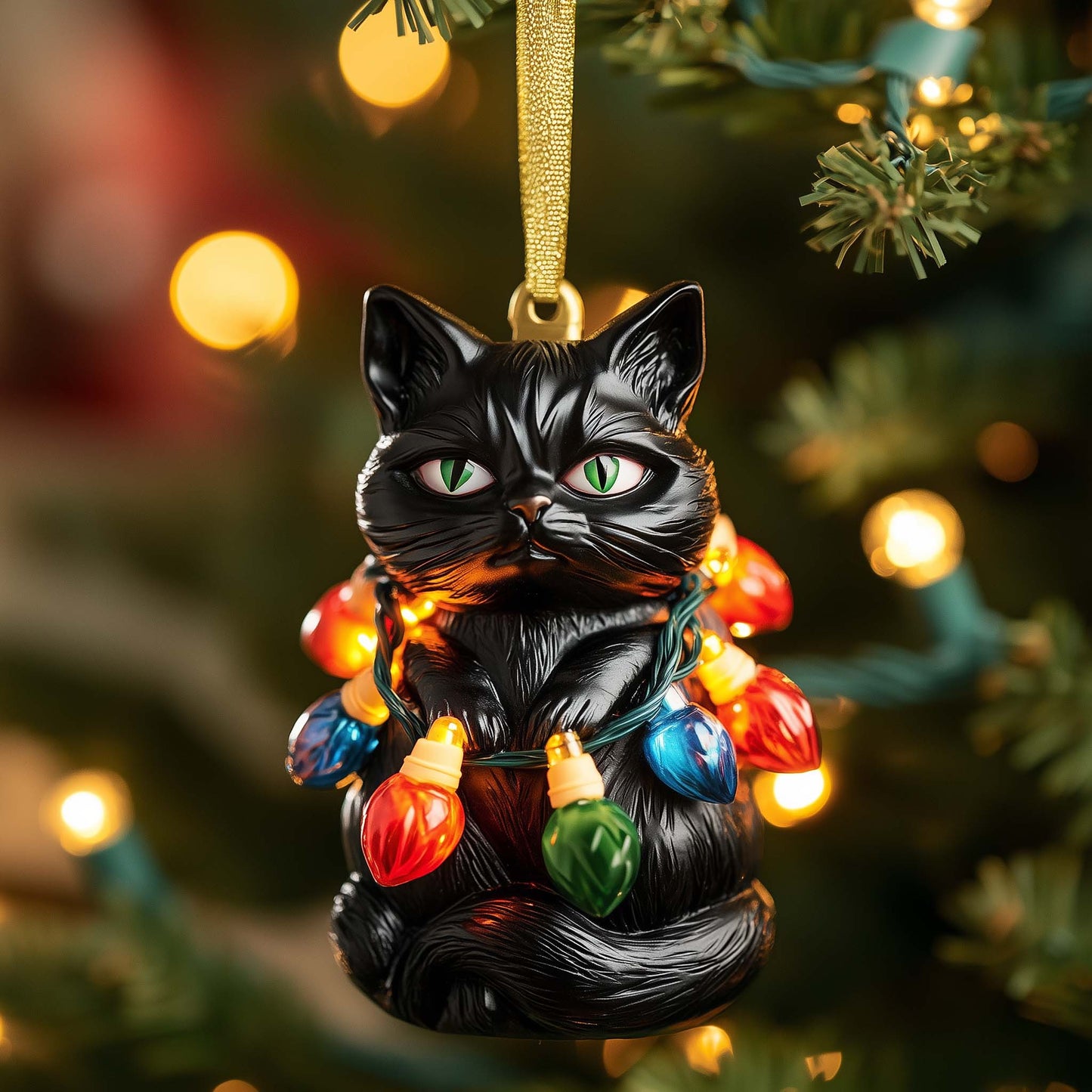 Tangled Cat Christmas Mica Ornament GFSPQM180