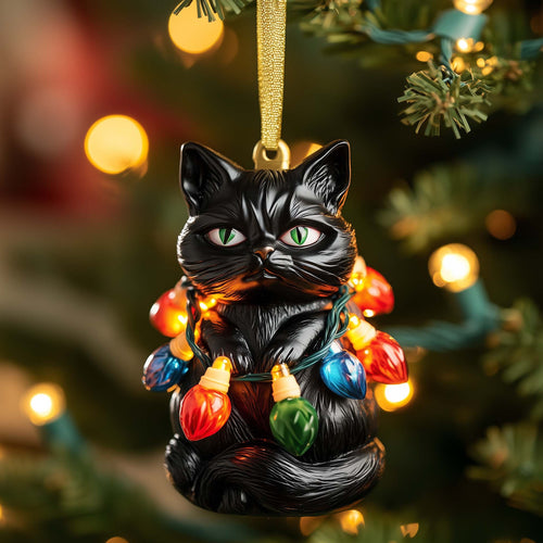 Tangled Cat Christmas Mica Ornament GFSPQM180