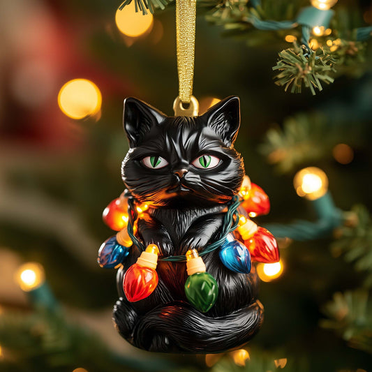 Tangled Cat Christmas Mica Ornament GFSPQM180