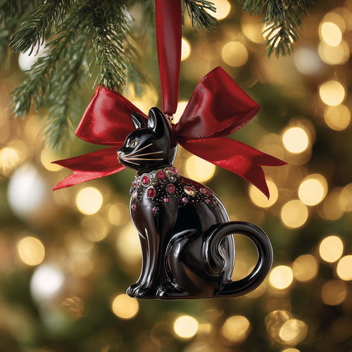 Gemstone Cat Christmas Mica Ornament GFSPQM184