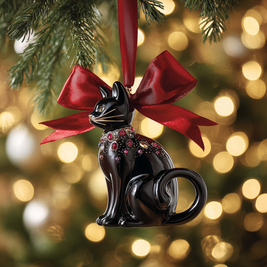 Gemstone Cat Christmas Mica Ornament GFSPQM184