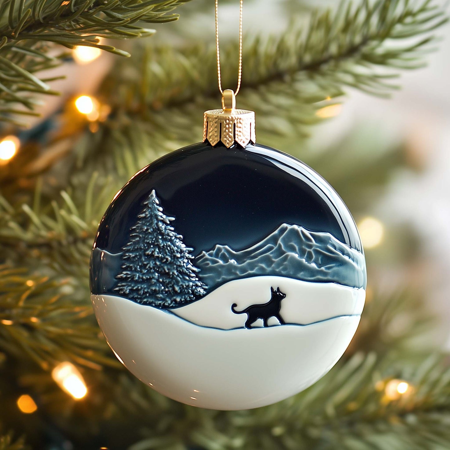Winter Cat Christmas Mica Ornament GFSPQM187