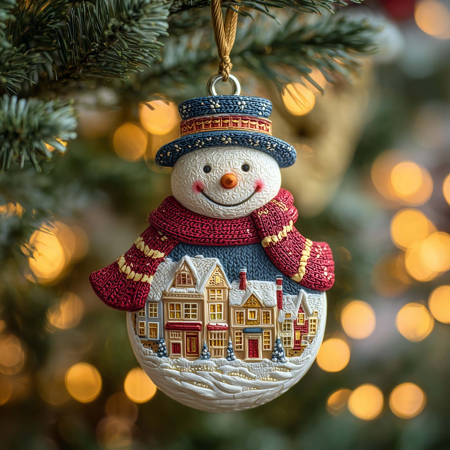 Village Snowman Christmas Mica Ornament GFSPQM20