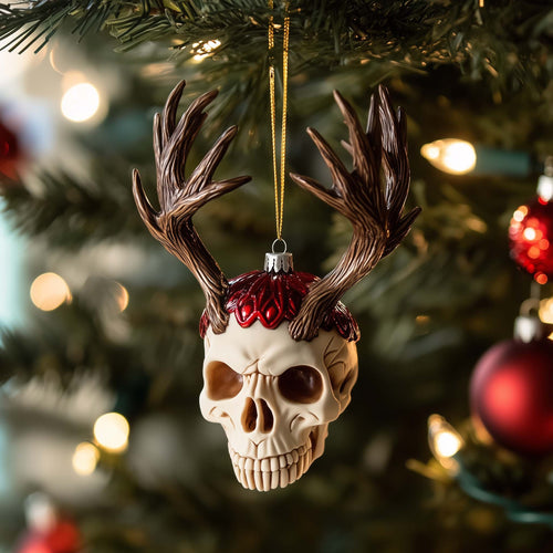 Antler Skull Christmas Mica Ornament GFSPQM200