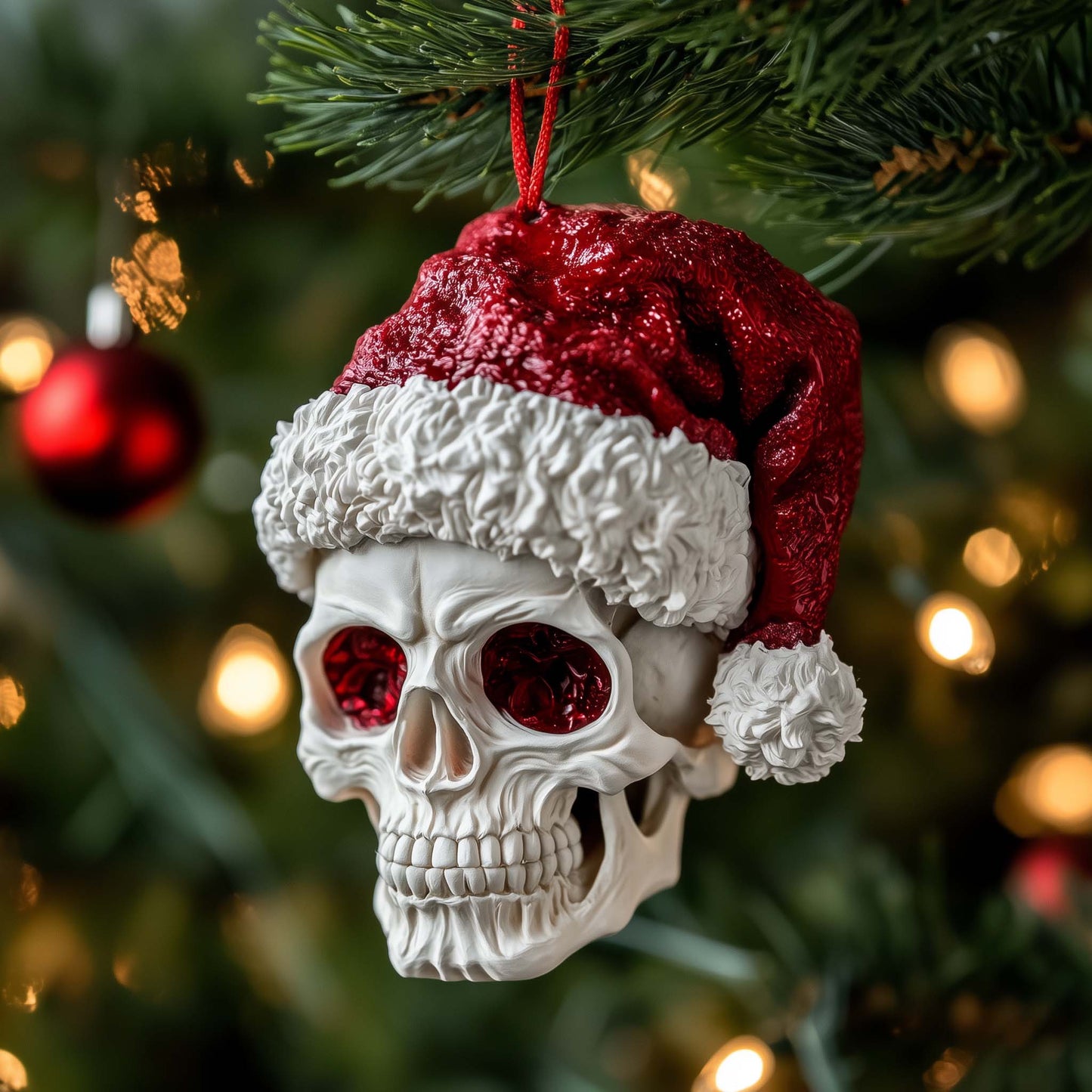 Santa Skull Christmas Mica Ornament GFSPQM201
