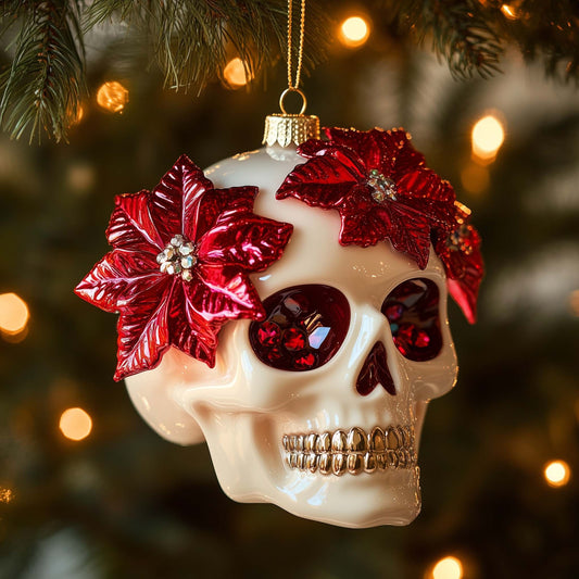 Flower Skull Christmas Mica Ornament GFSPQM204