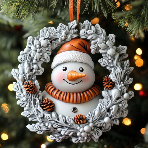 Snowman Wreath Christmas Mica Ornament GFSPQM21