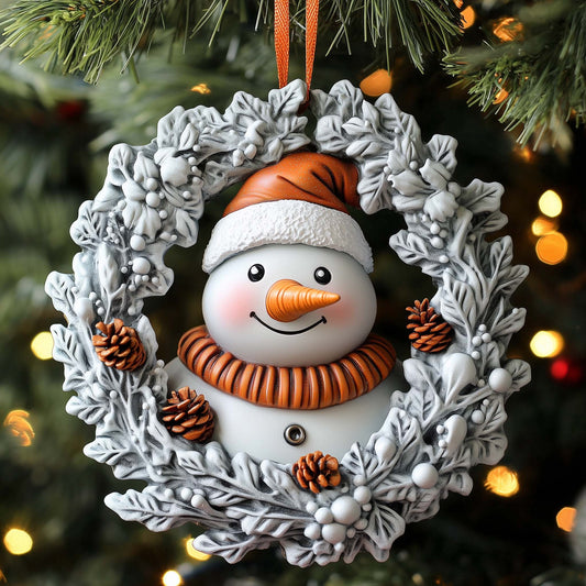 Snowman Wreath Christmas Mica Ornament GFSPQM21