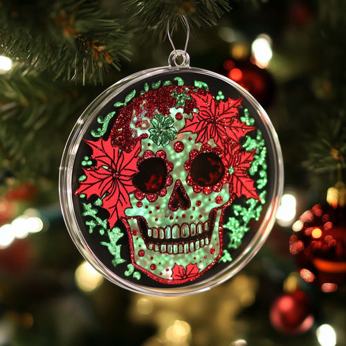 Gem-eyed Skull Christmas Mica Ornament GFSPQM211