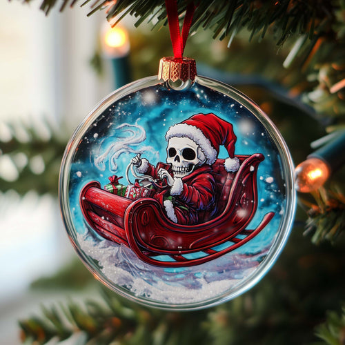 Skeleton Santa Christmas Mica Ornament GFSPQM212