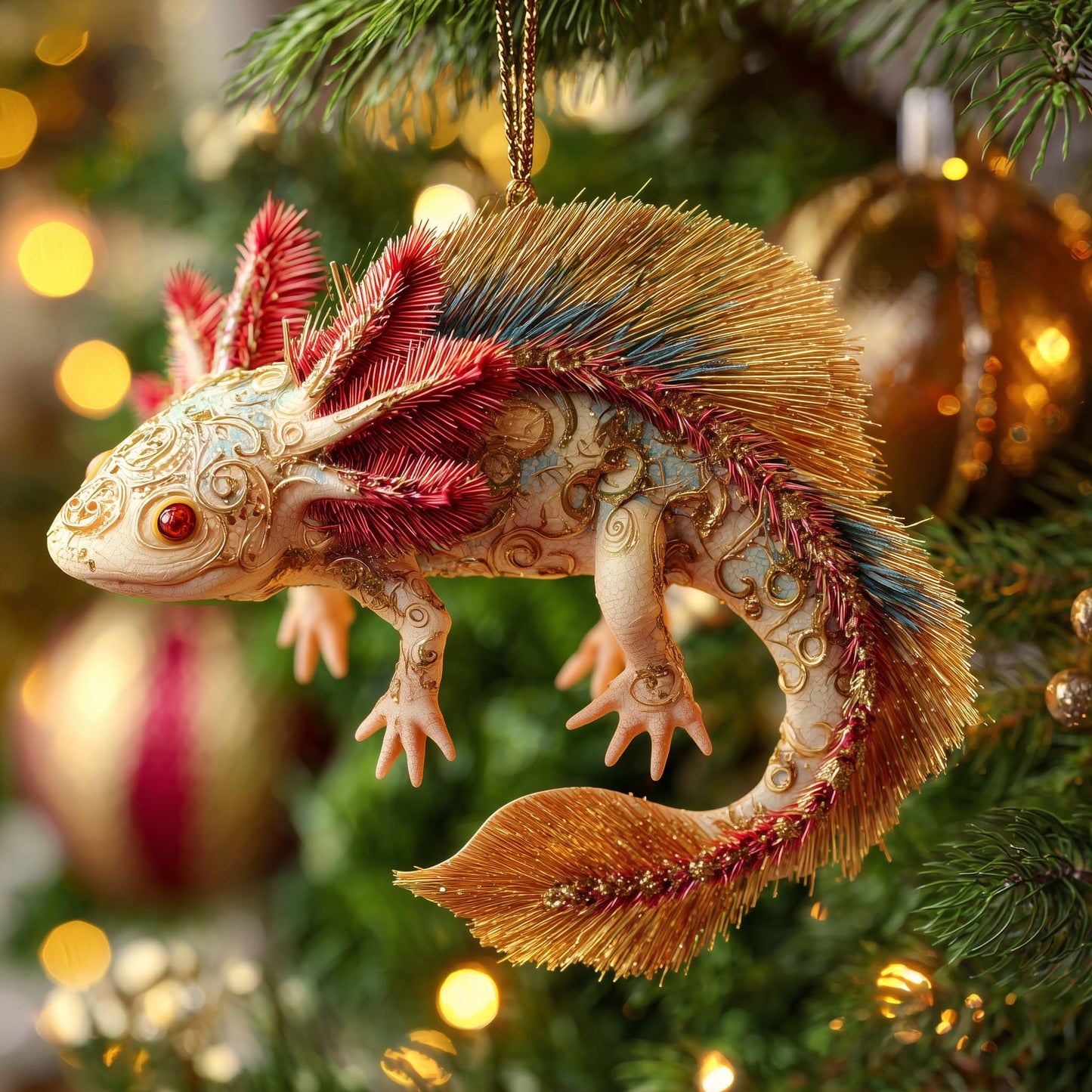 Ornate Axolotl Christmas Mica Ornament GFSPQM215