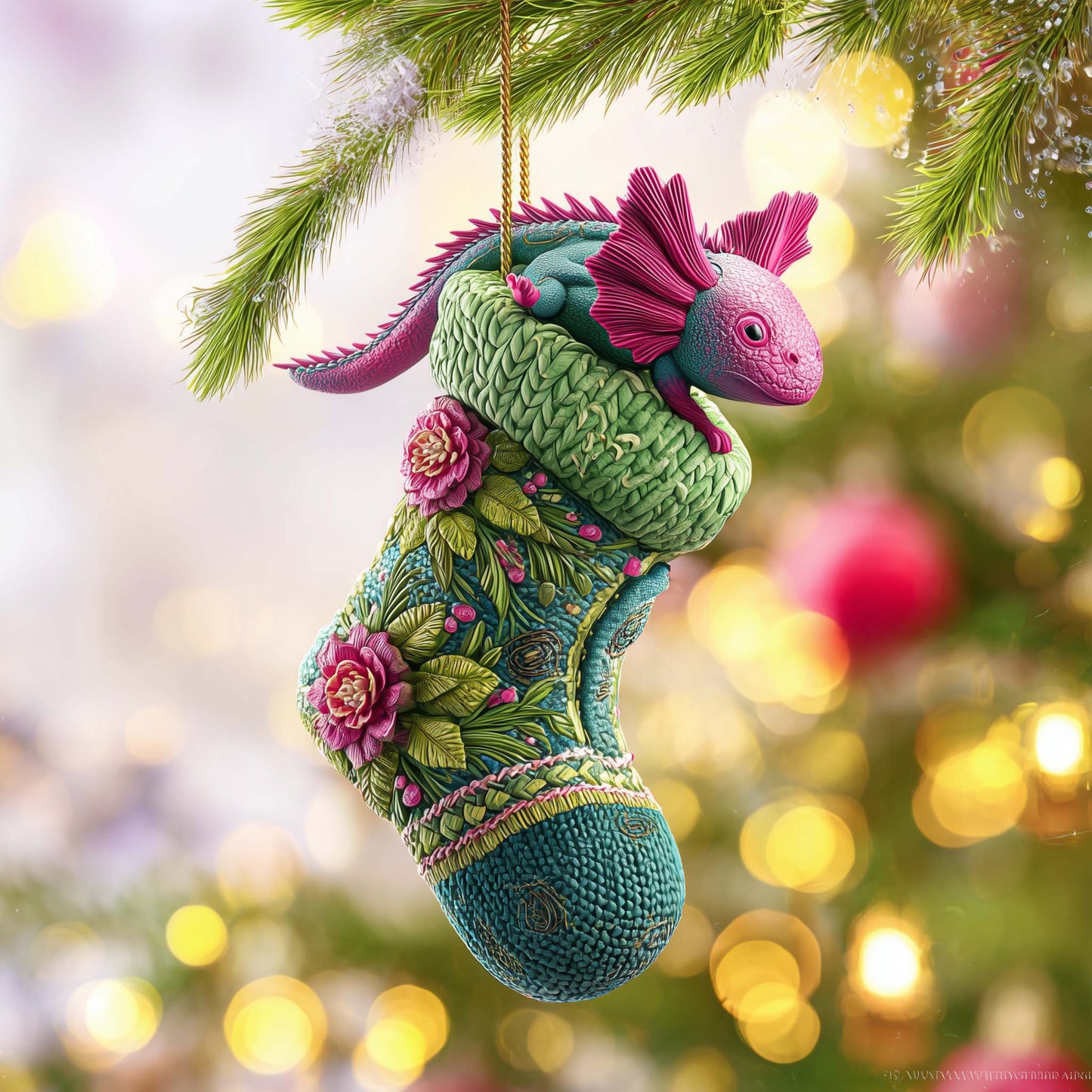 Stocking Axolotl Christmas Mica Ornament GFSPQM216