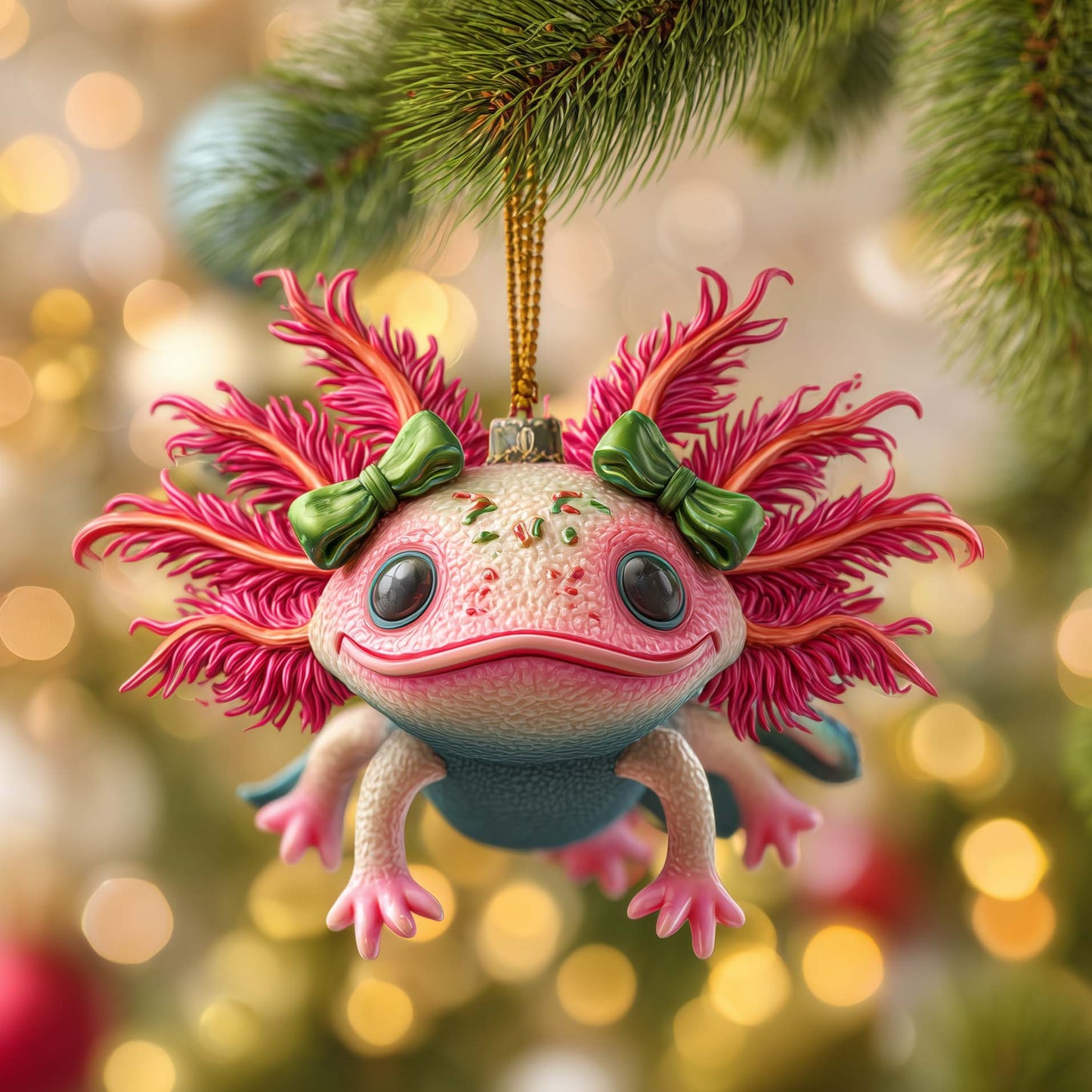 Bowtie Axolotl Christmas Mica Ornament GFSPQM219