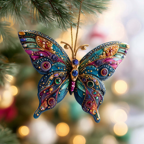 Gemstone Butterfly Christmas Mica Ornament GFSPQM222