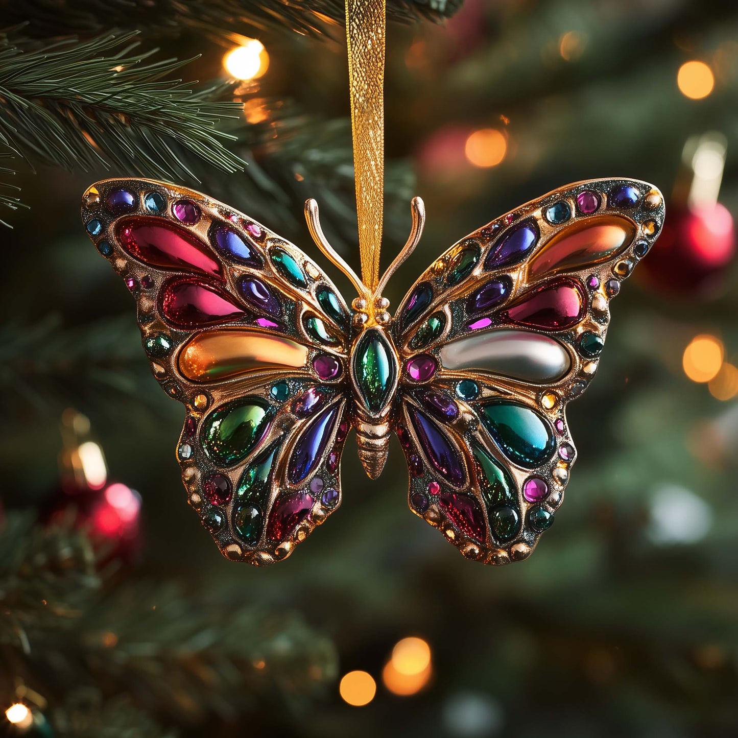 Jeweled Butterfly Christmas Mica Ornament GFSPQM224