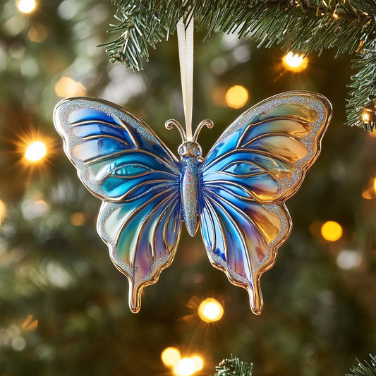 Blue Butterfly Christmas Mica Ornament GFSPQM225
