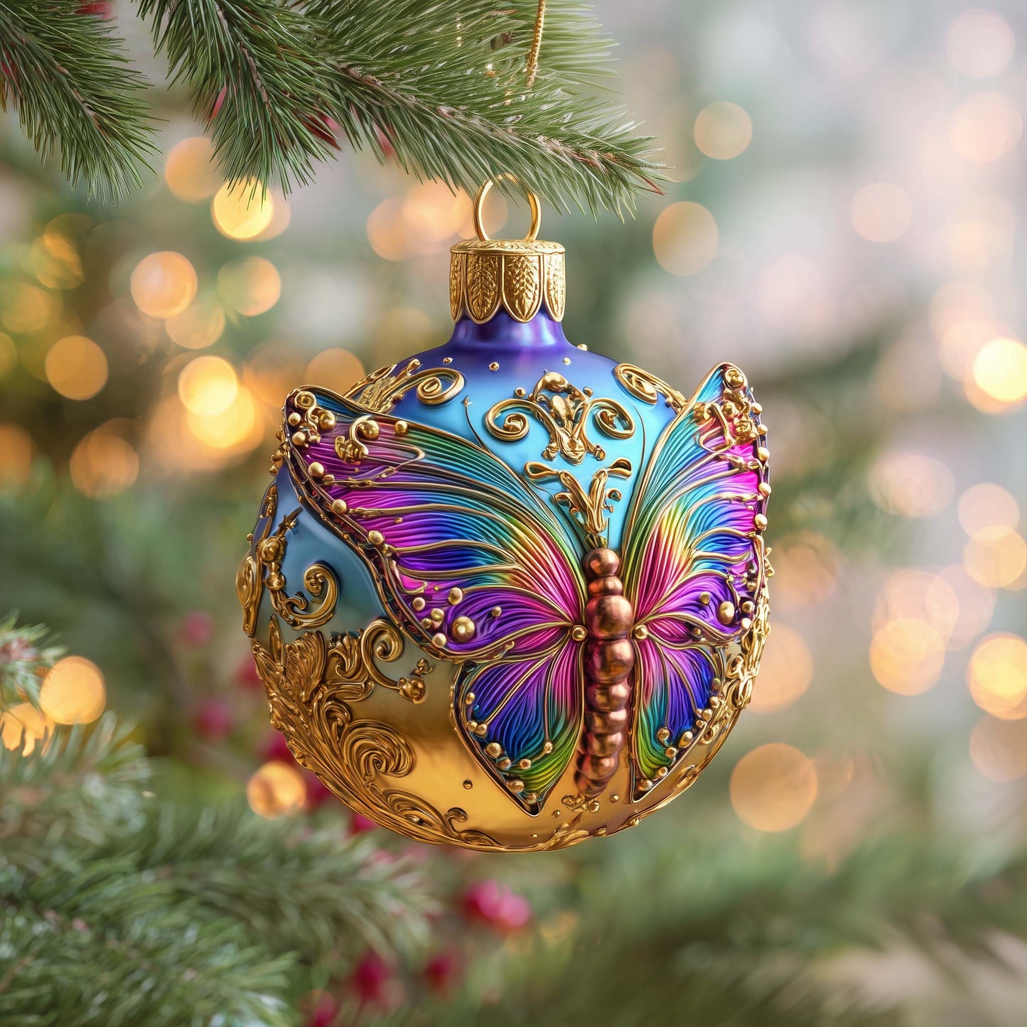 Rainbow Bauble Christmas Mica Ornament GFSPQM227