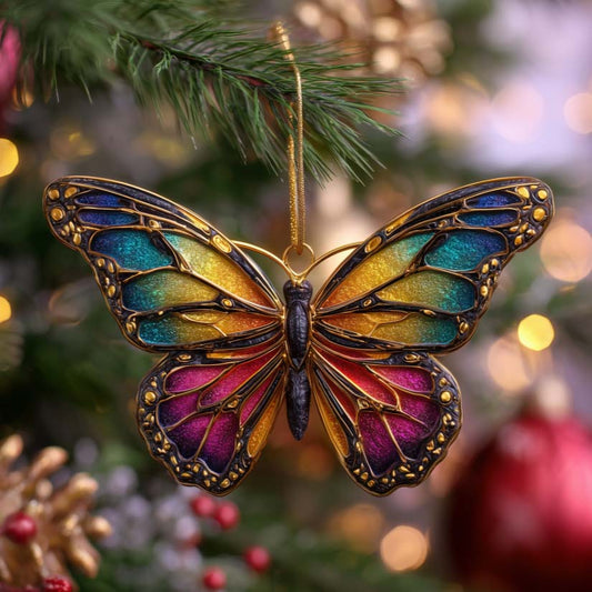 Stained Butterfly Christmas Mica Ornament GFSPQM229