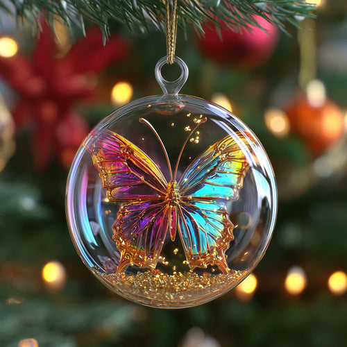Globe Butterfly Christmas Mica Ornament GFSPQM231