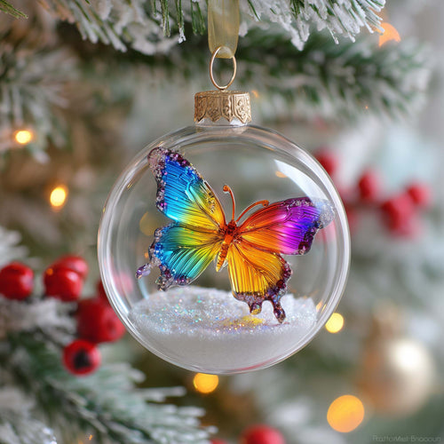 Snowglobe Butterfly Christmas Mica Ornament GFSPQM232