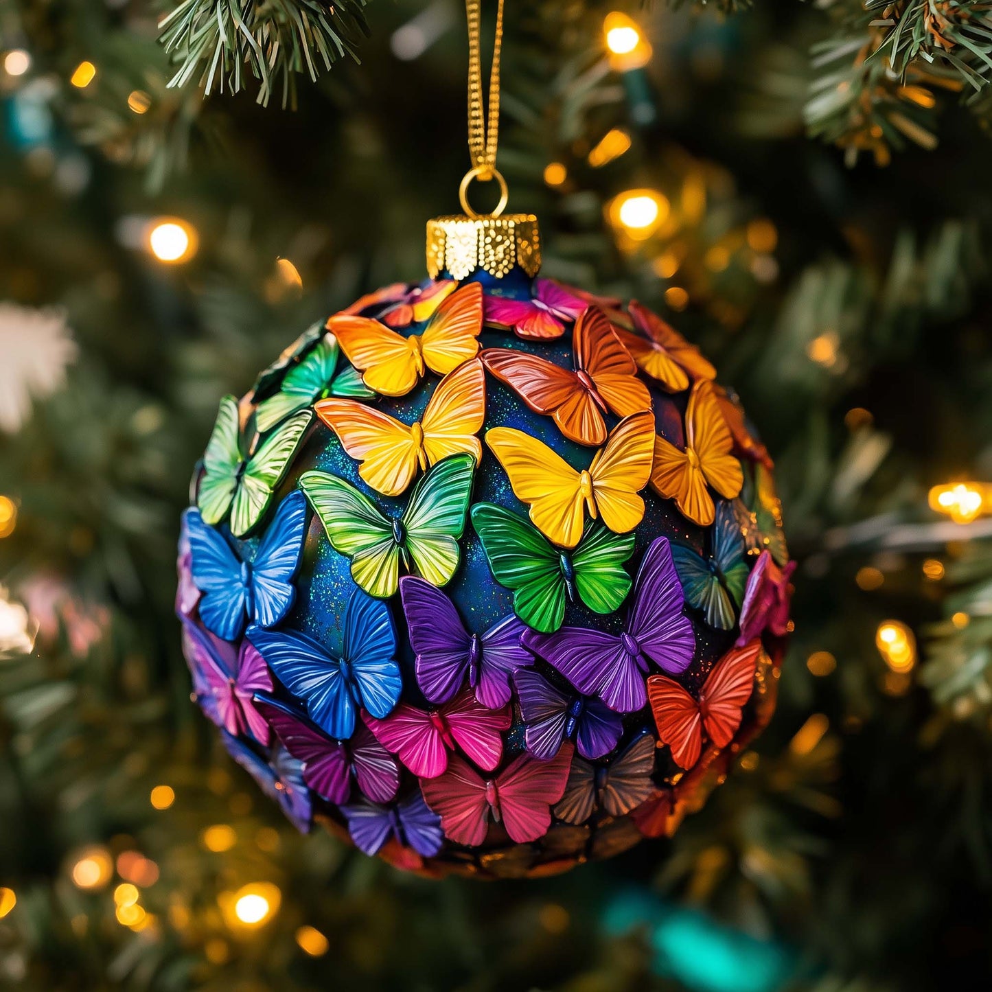 Rainbow Cluster Christmas Mica Ornament GFSPQM234