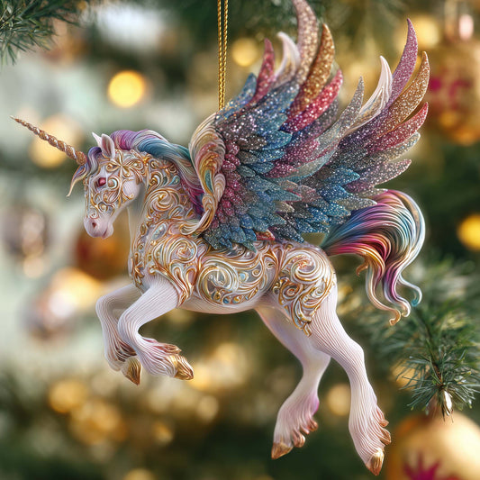 Sparkle Pegasus Christmas Mica Ornament GFSPQM239