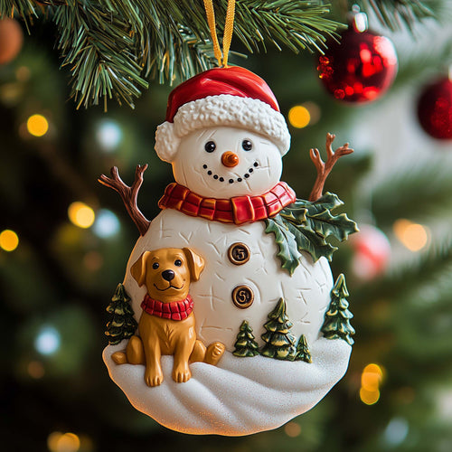 Snowman Pup Christmas Mica Ornament GFSPQM24