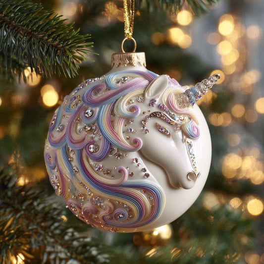 Jeweled Unicorn Christmas Mica Ornament GFSPQM244